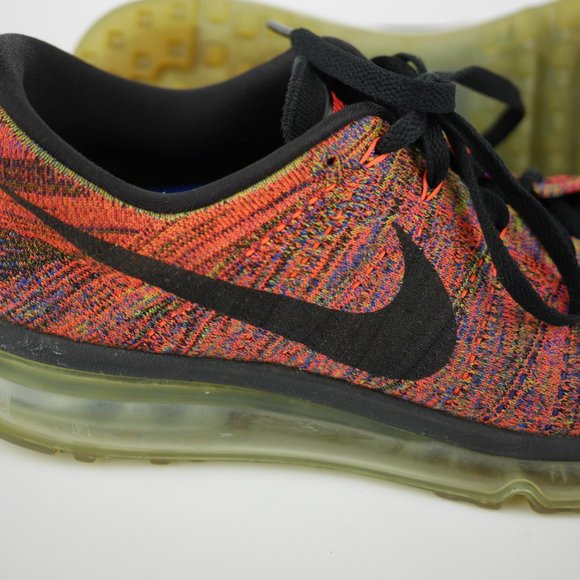 NIKE Flyknit Max  Men\'s 11 - Orange blue knit athletic sneakers training shoes